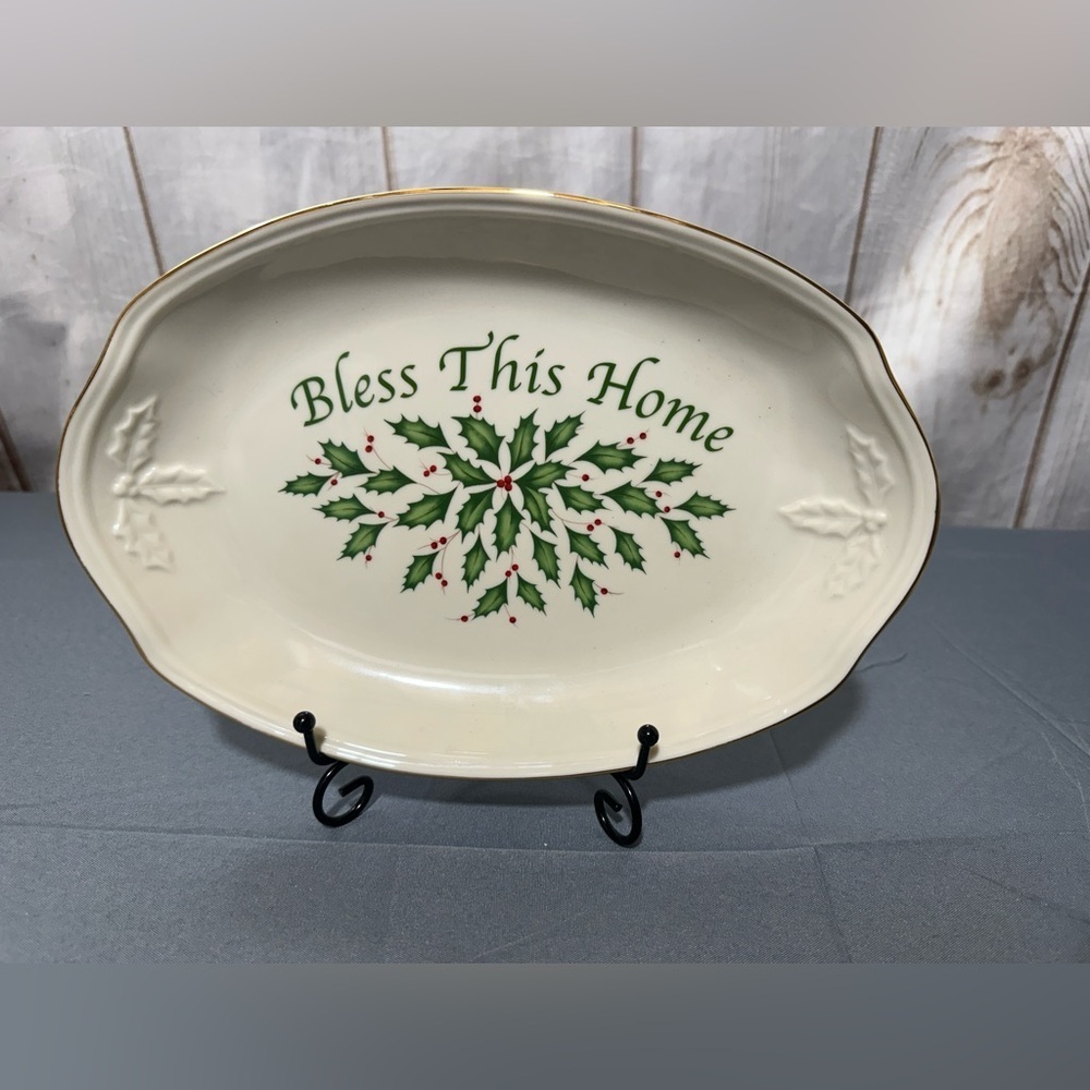 Lenox Holiday”Bless This Home” Oval Serving Platter